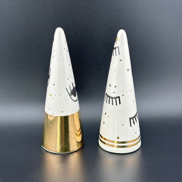 Two (2) Ceramic Porcelain Decorative Jewelry Ring Cone Holders Eye Eyelash 4.75" - Picture 2 of 7